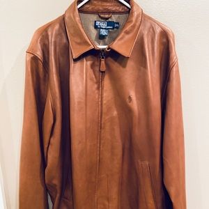 Polo Ralph Lauren 100% leather light brown jacket